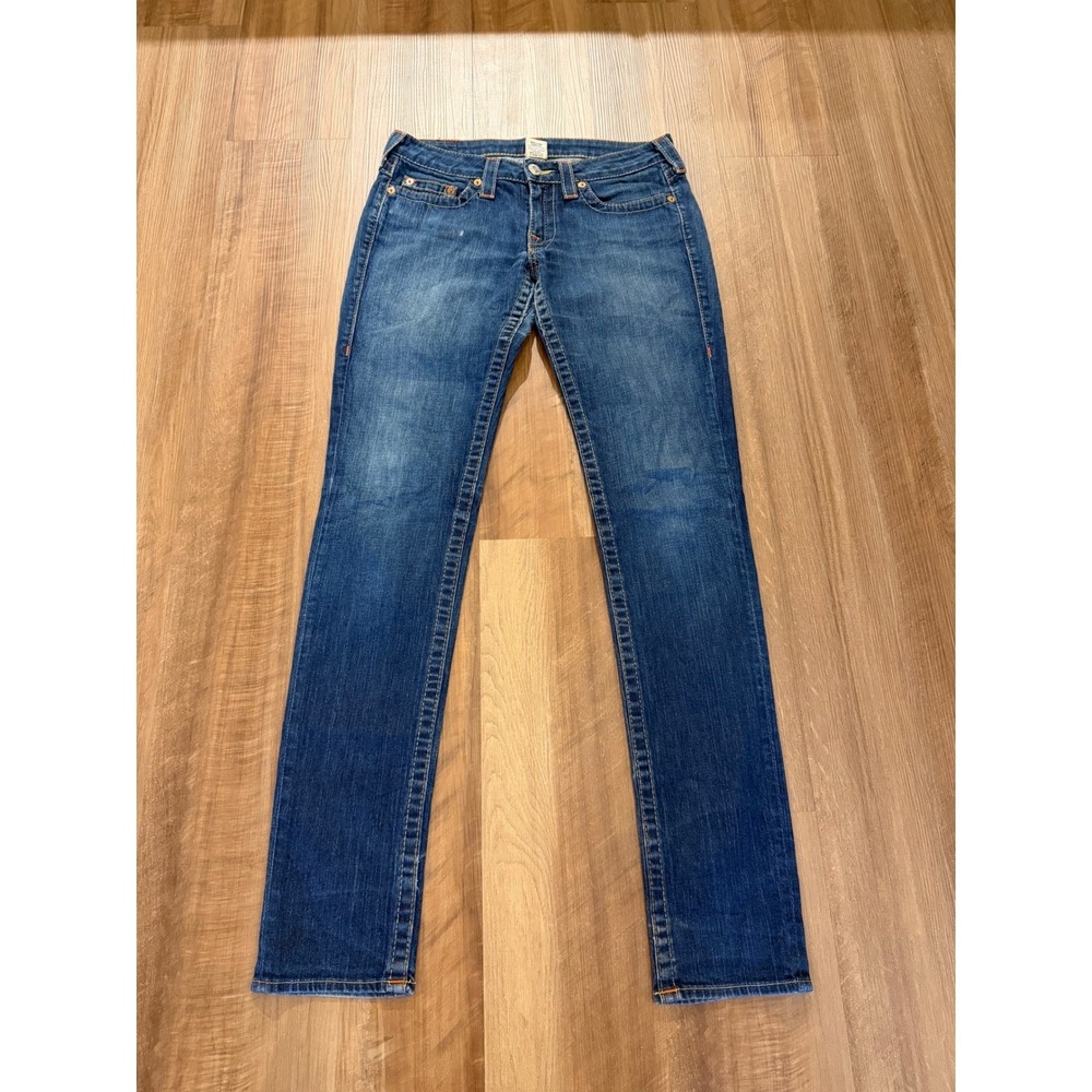 True Religion Stella Skinny Jeans Womens 30 Blue Medium Wash Made inUSA Low Rise
